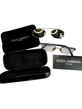 Dolce & Gabbana Elliott 48 Metal Eyeglasses with Sunglasses Clip-On Set & Case